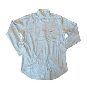 Peter Millar Shirt Mens Button Down Blue Check Gingham Nanoluxe Long Sleeve